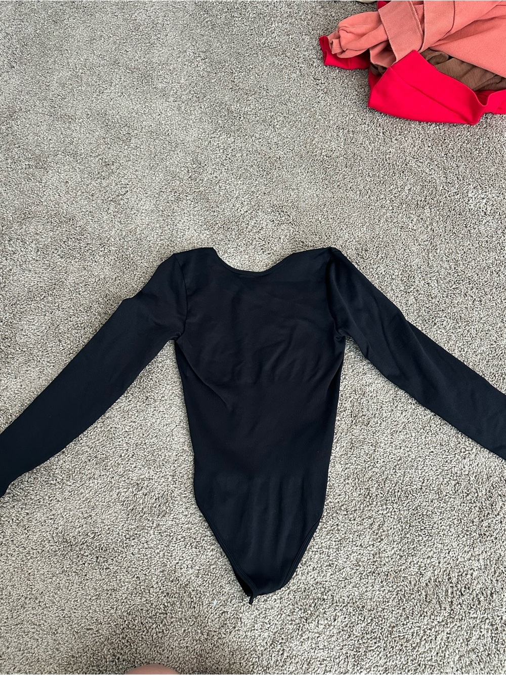 Black Long-Sleeve open back women’s One-Piece Bodysuit